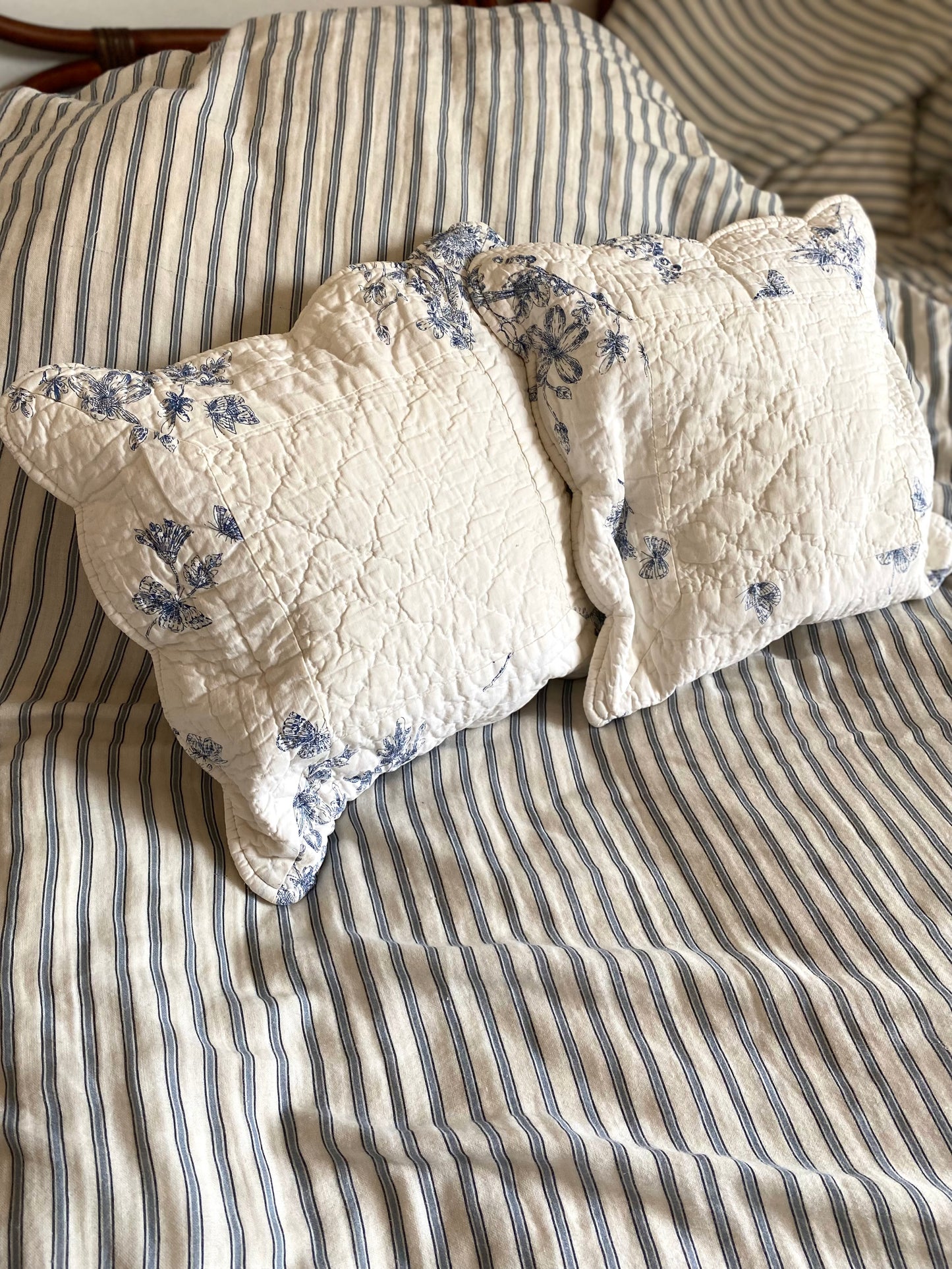 Housses de coussin en coton ancien en toile de Jouy