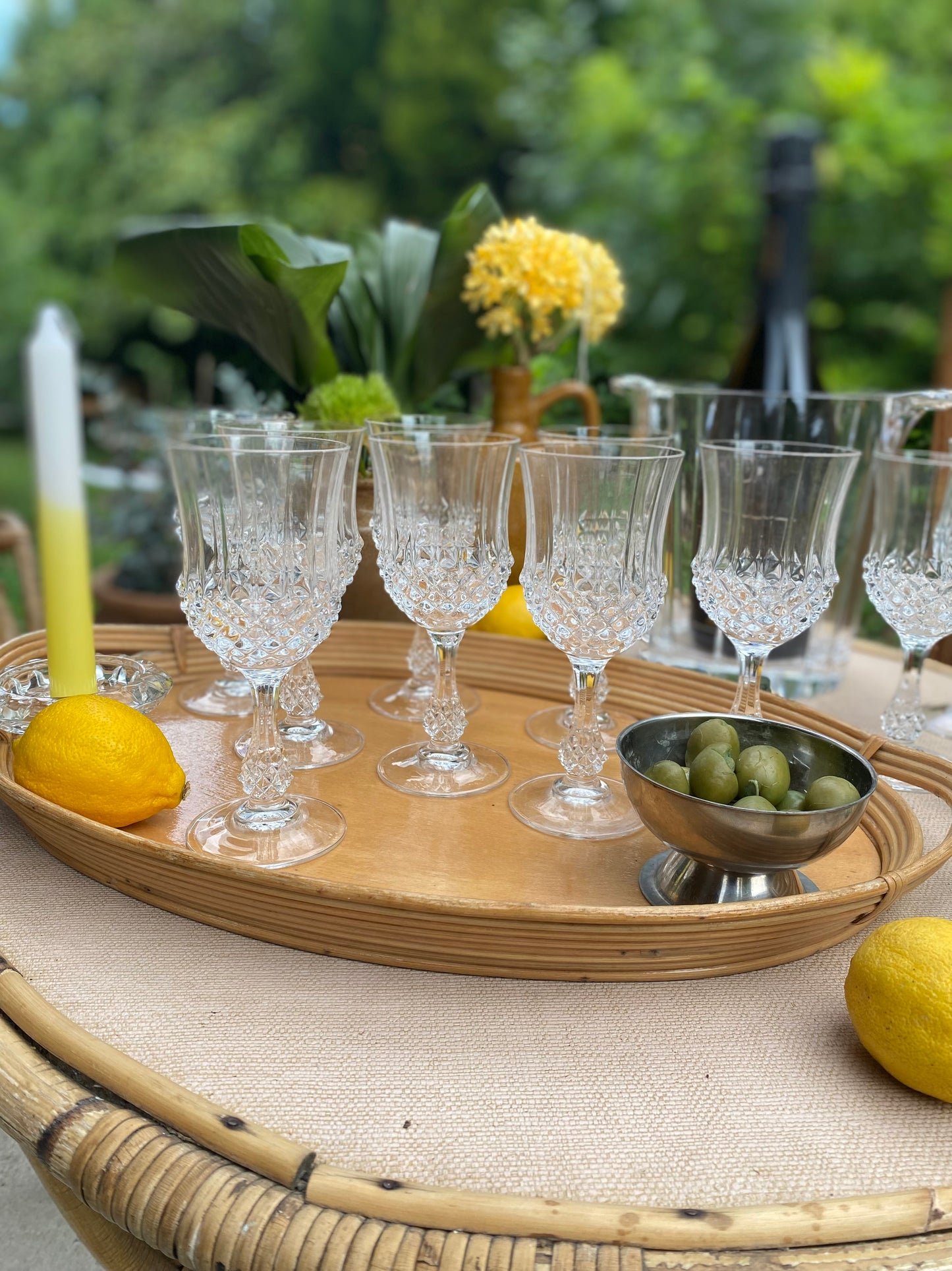 10 verres à pied en cristal ancien