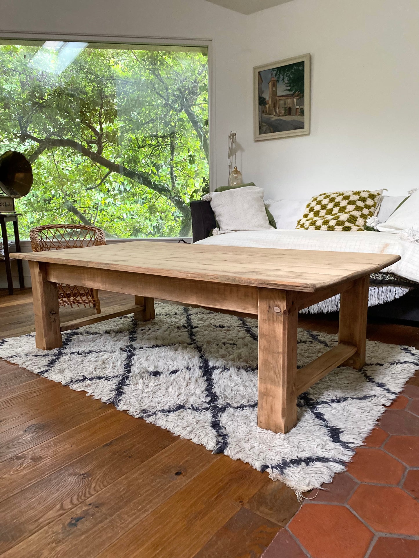 Table de ferme basse en bois ancien