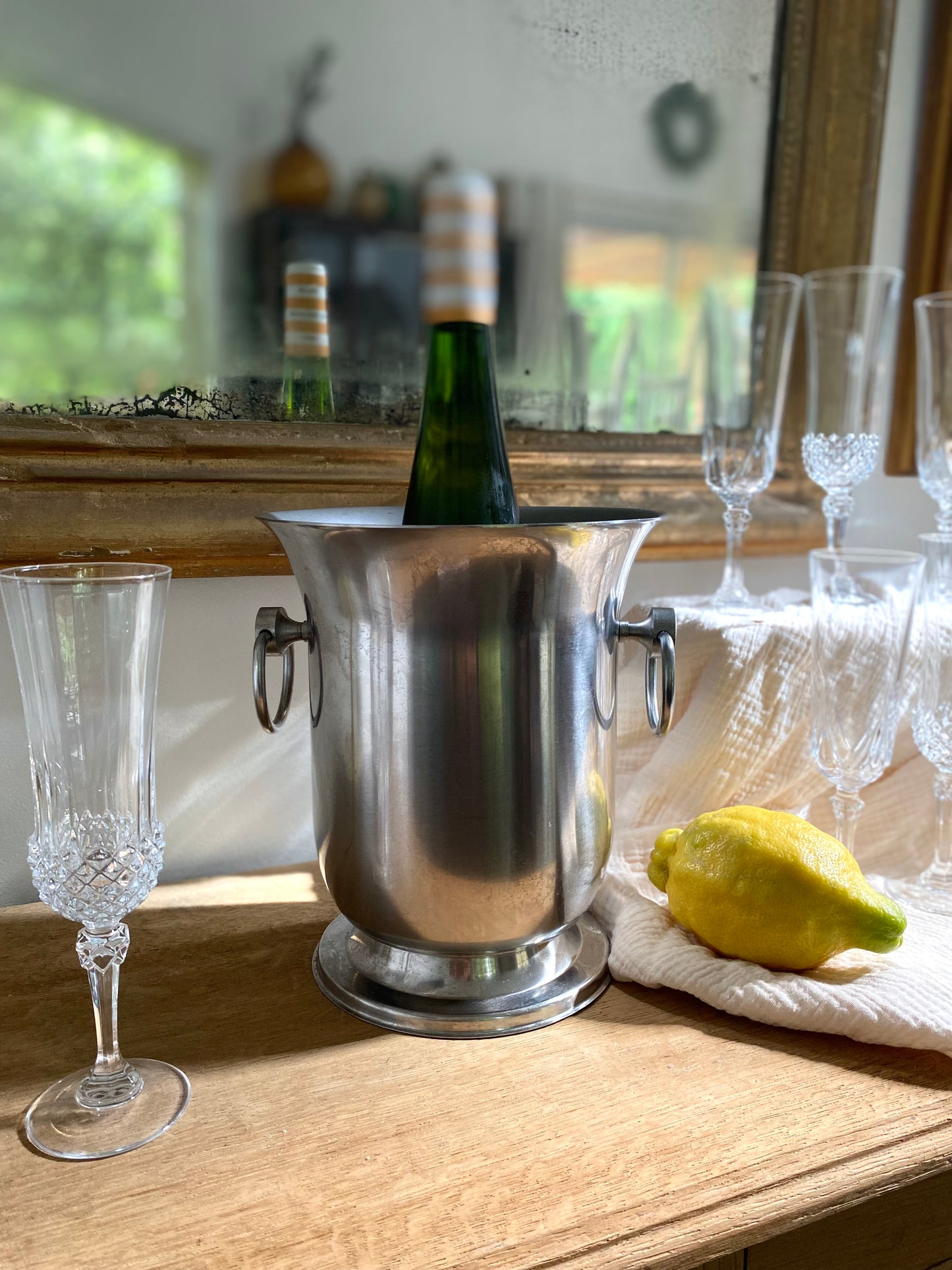Seau à Champagne en Métal Argenté vintage