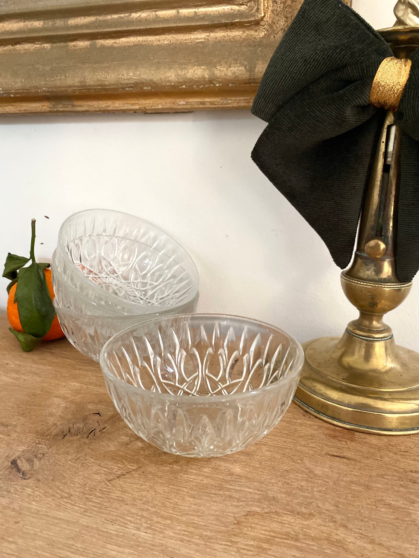 4 Coupelles en verre ciselé