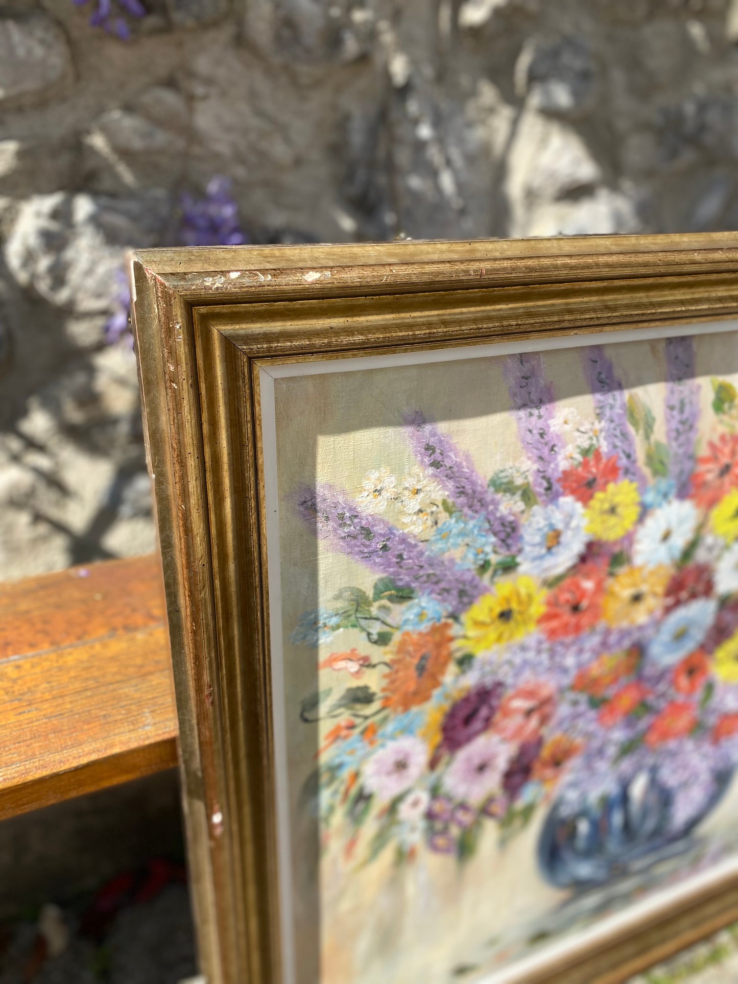Magnifique Nature Morte : Bouquet de Fleurs Champêtres datée de 1988