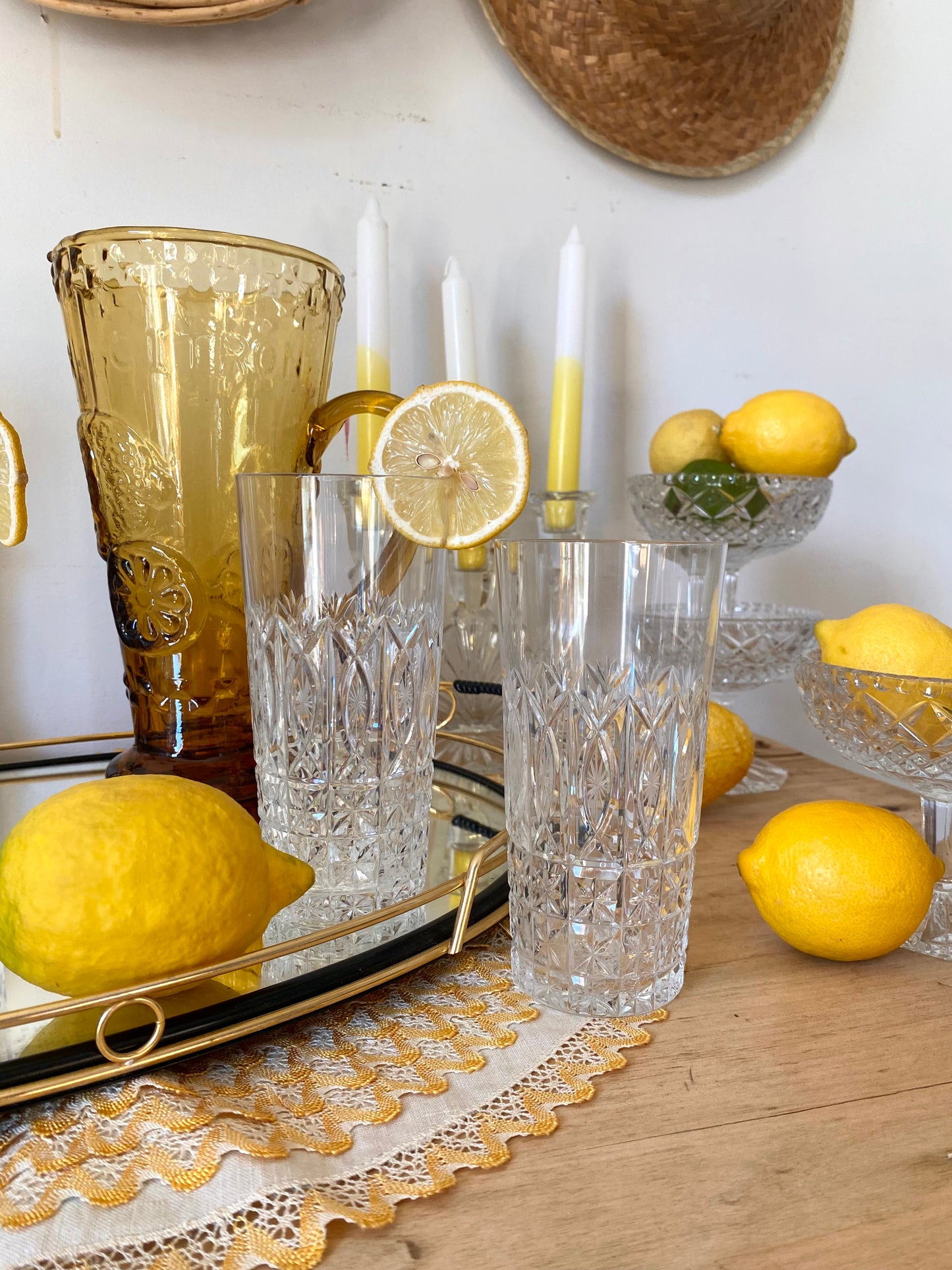 Verres à limonade en cristal ancien