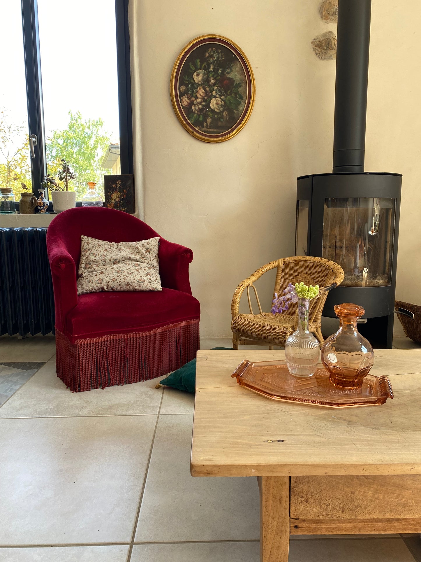 Tableau Ovale Nature Morte – Bouquet Floral – Style Flamand - XIXe