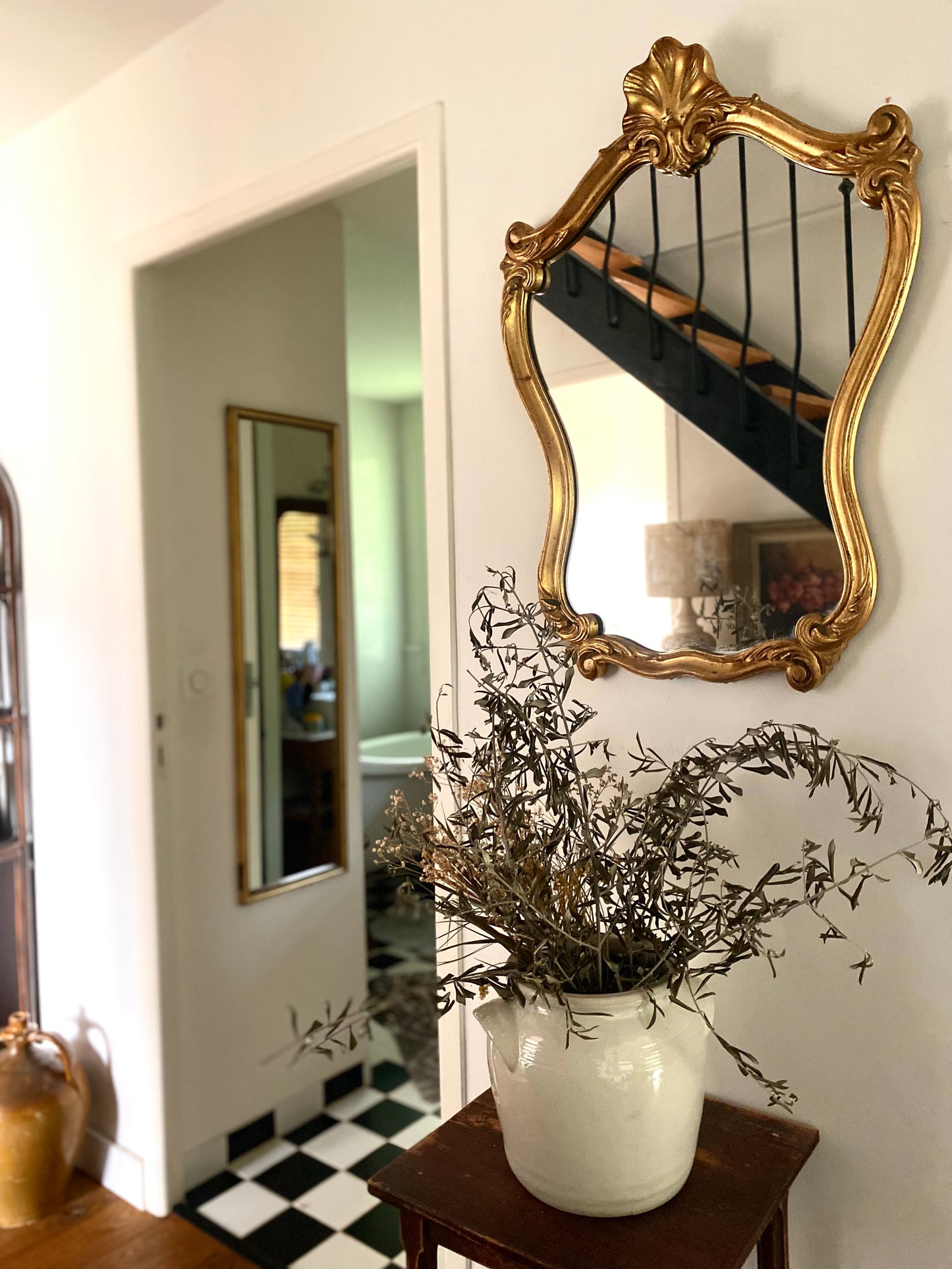 Miroir baroque ancien à coquille