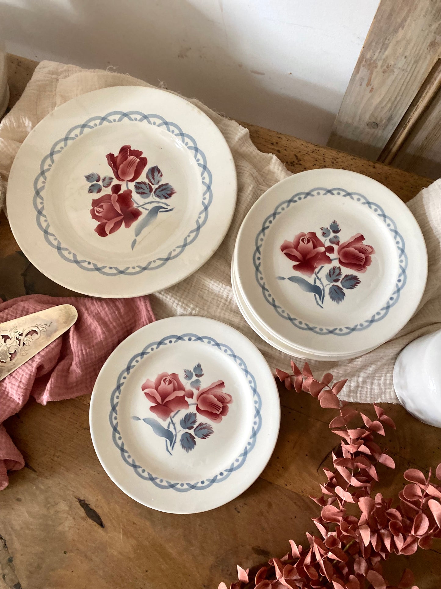 Service à dessert ancien Digoin & Sarreguemines – Modèle "Cannes" 1940