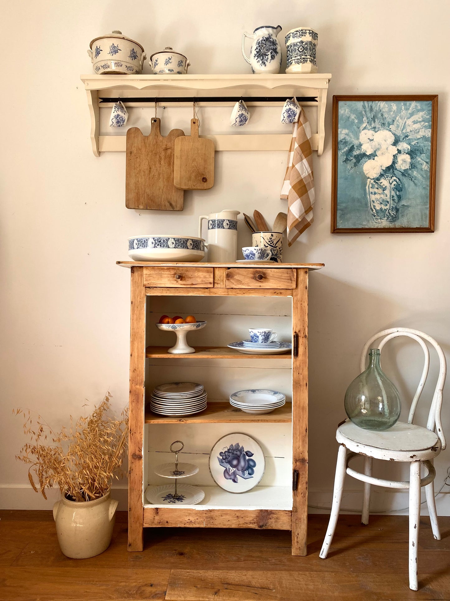 Étagère murale en bois ancien rénovée