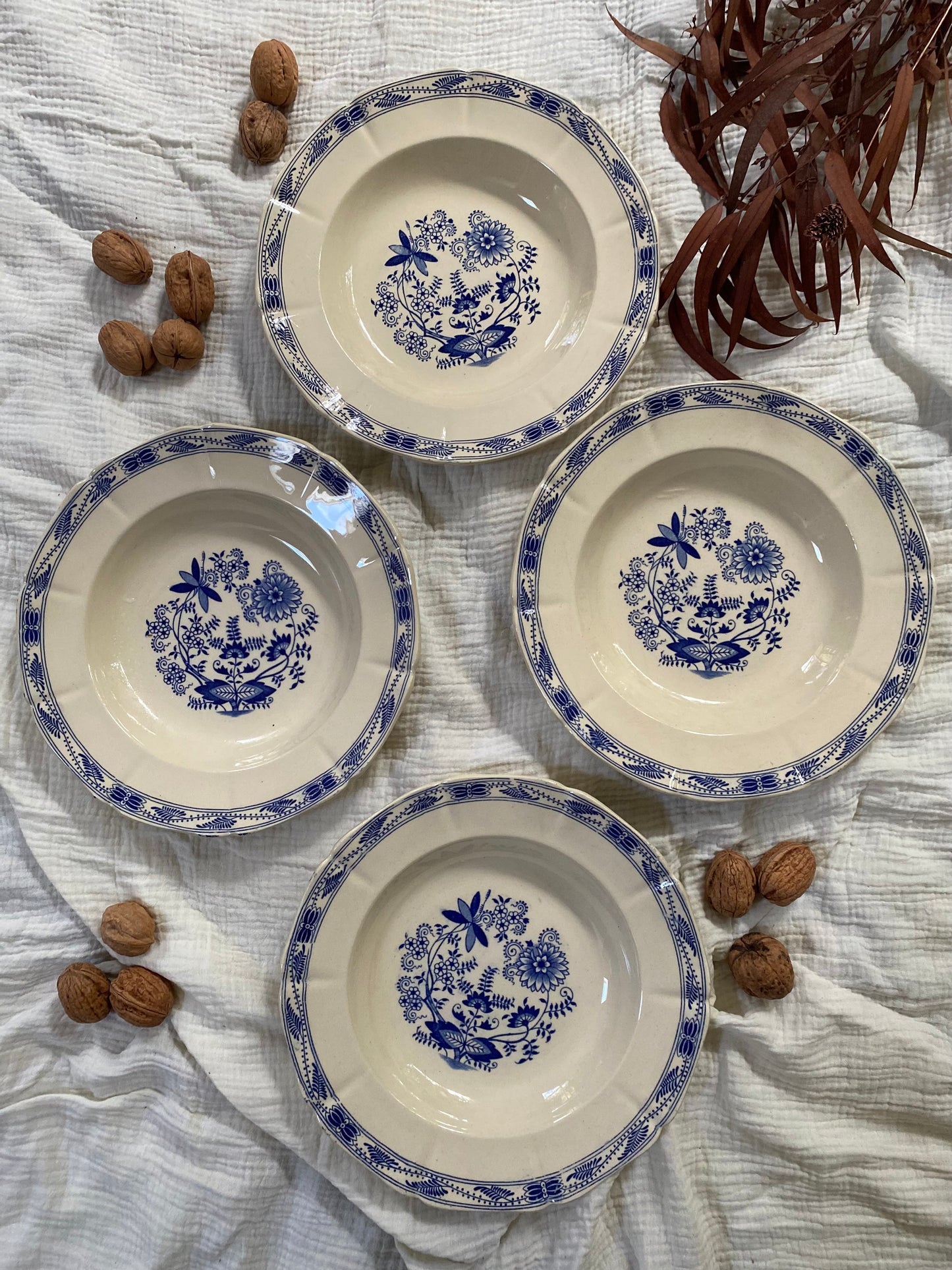 Assiettes creuses en faïence ancienne