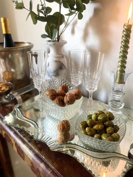 Coupelles en verre taillé