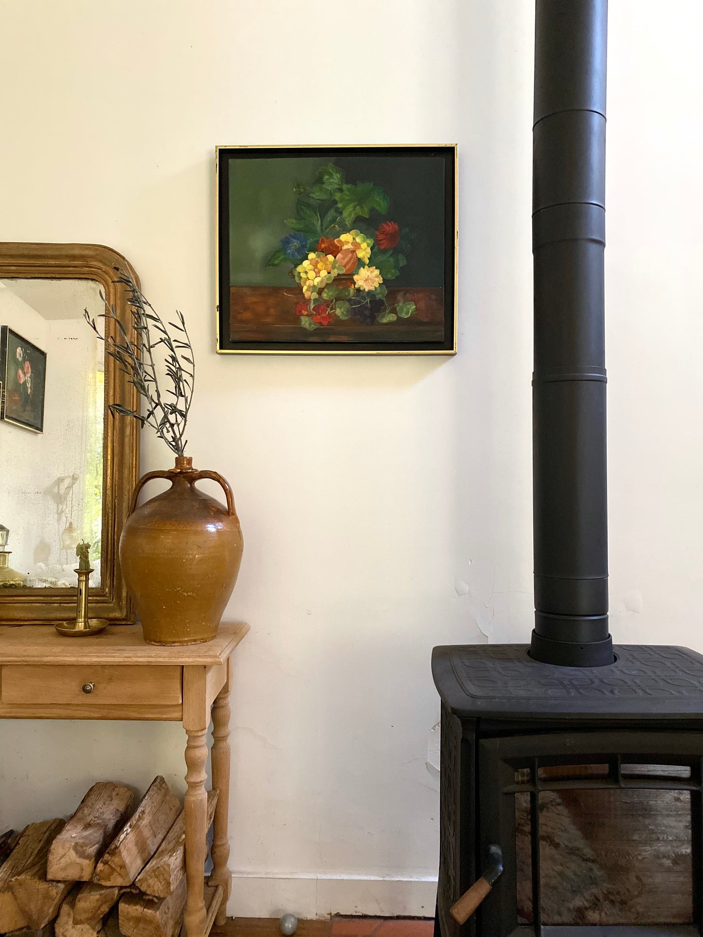 Peinture à l'huile ancienne encadrée