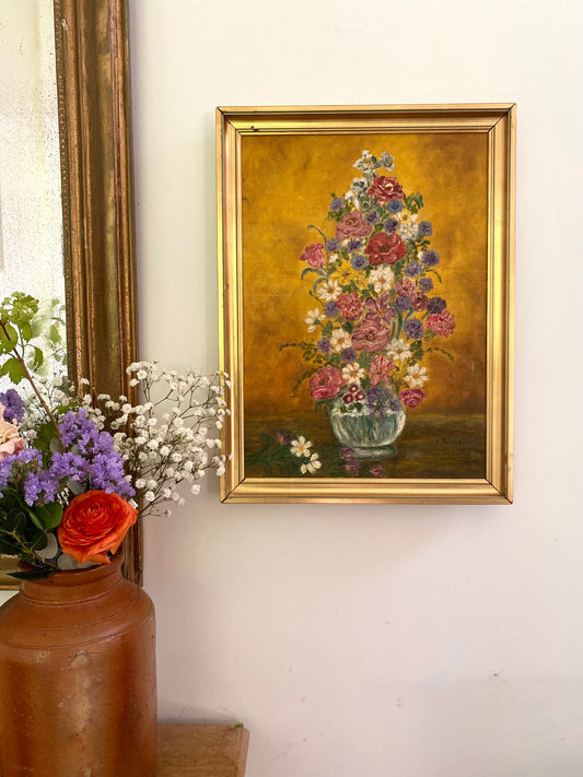 HUILE SUR TOILE – BOUQUET DE CARACTÈRE 1950