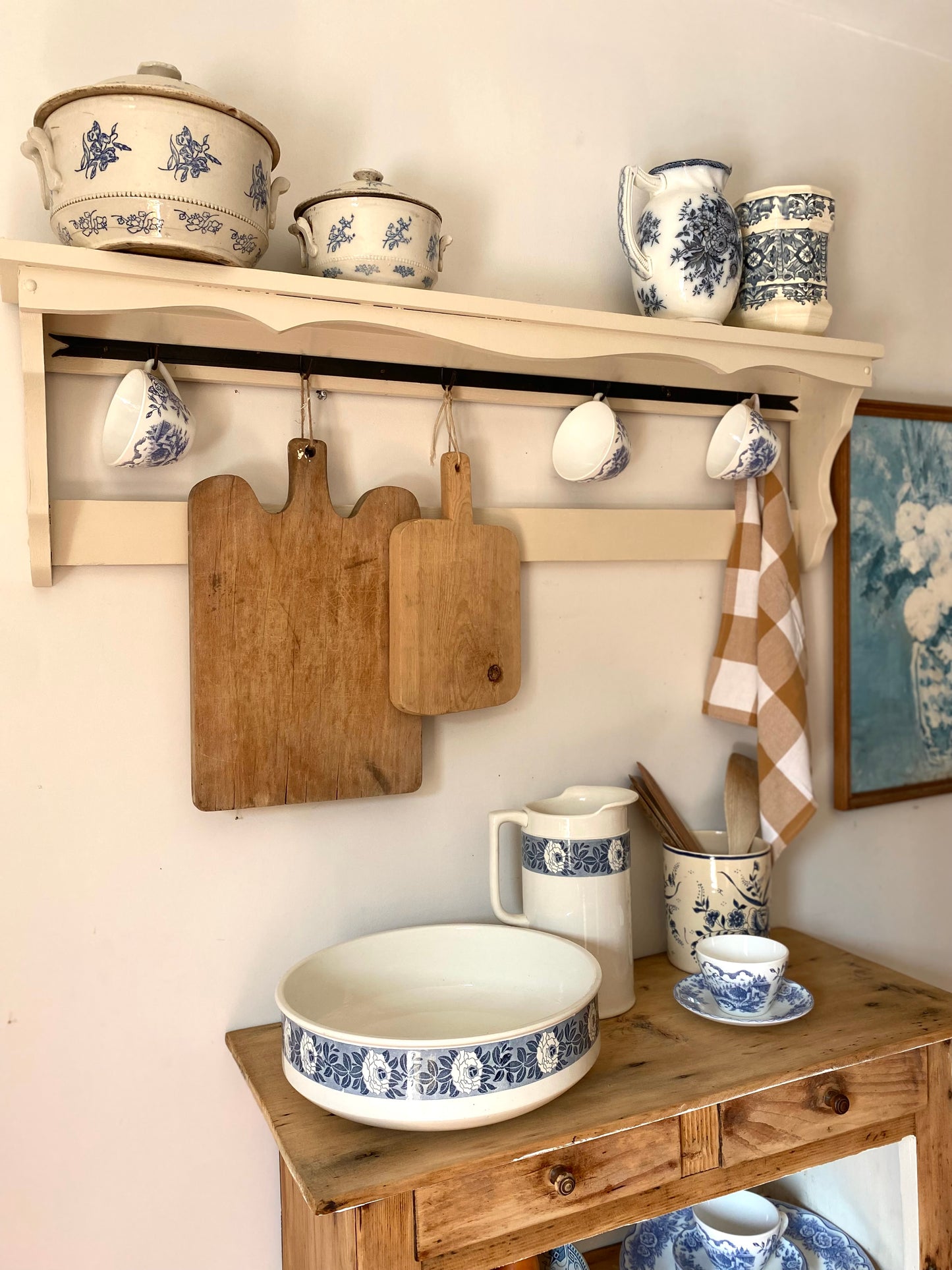 Étagère murale en bois ancien rénovée