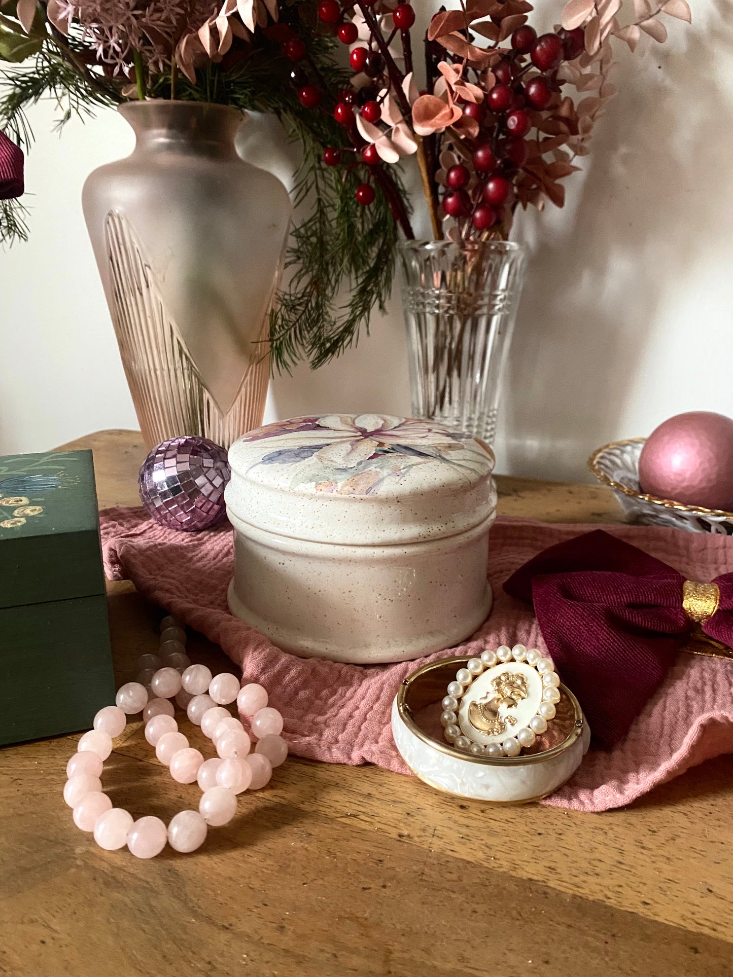 Boite à bijoux 1960 
en faïence de Roanne