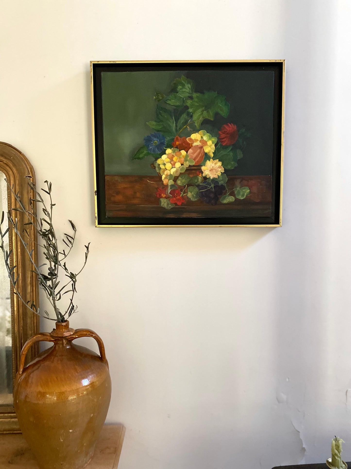 Peinture à l'huile ancienne encadrée