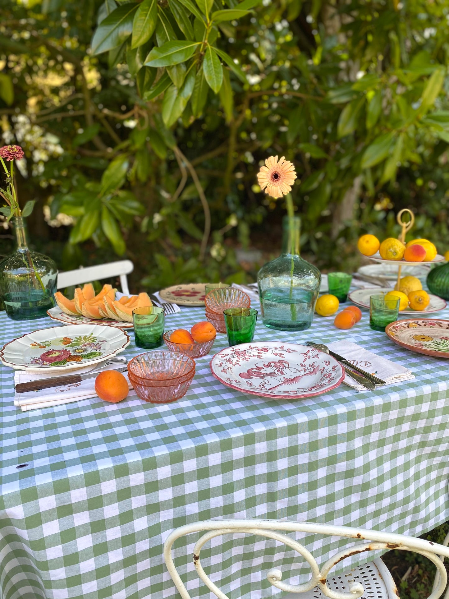 Nappe vichy vert menthe – popeline de coton, 150 x 250 cm