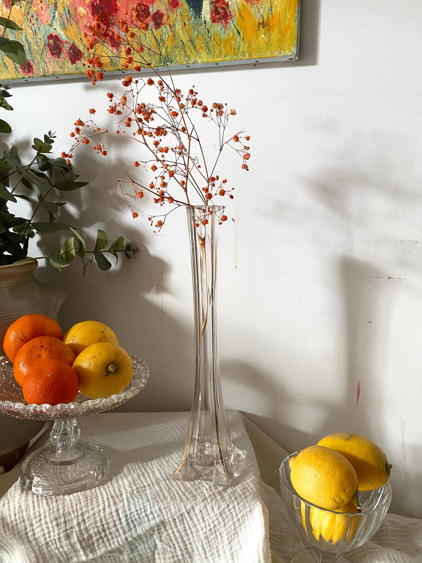 Soliflore en verre moulé 1960