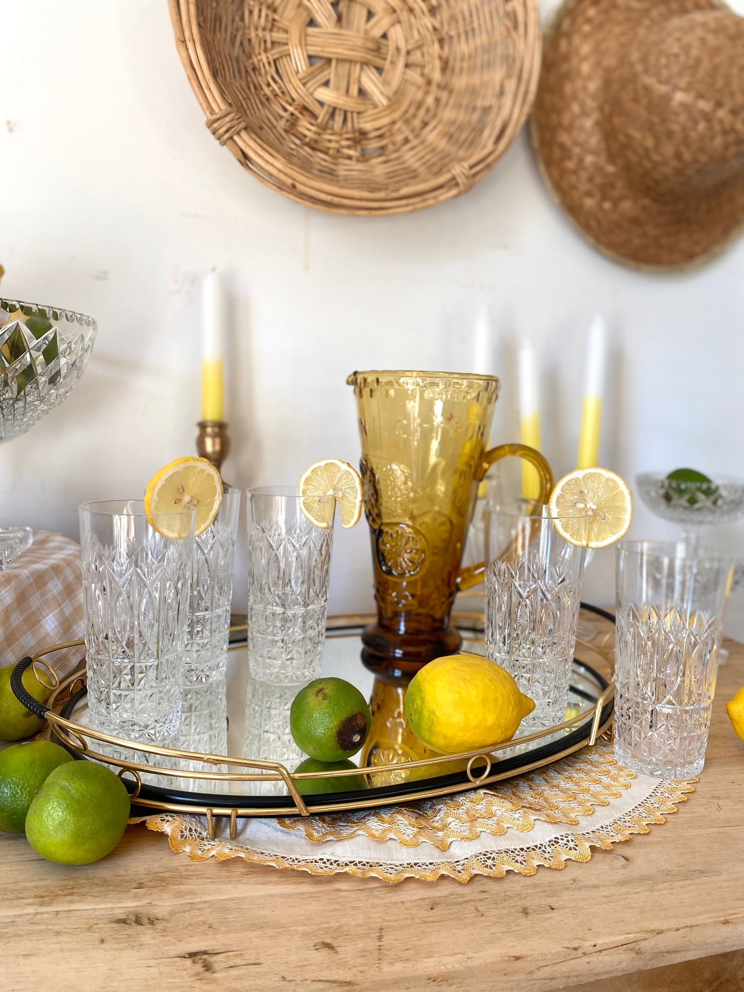 Verres à limonade en cristal ancien