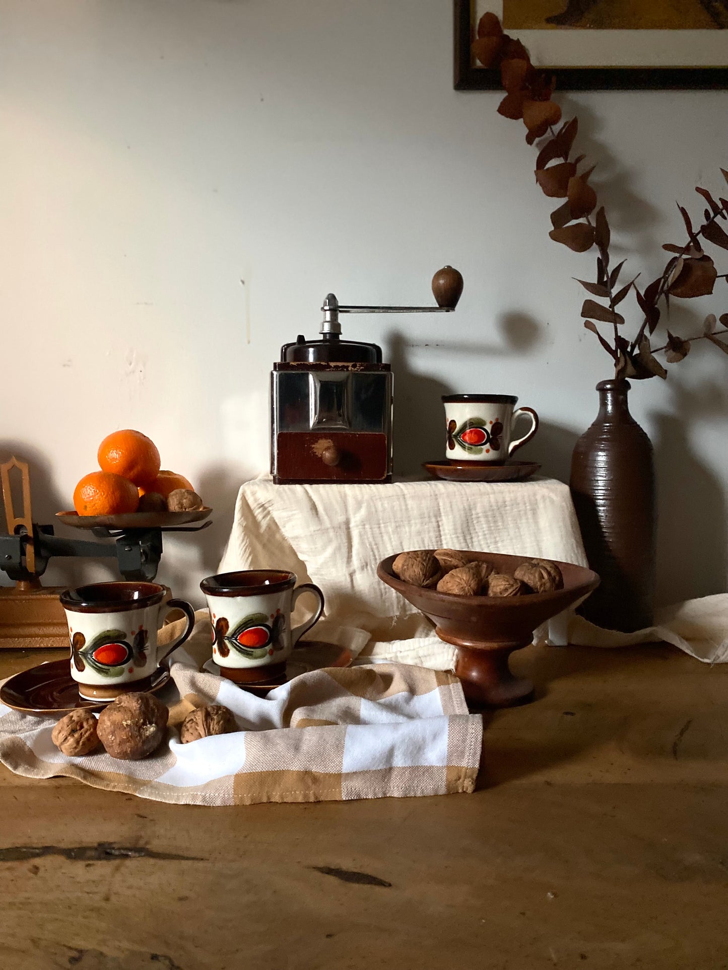 3 tasses à café en faïence ancienne SMF Schramberg 1960
