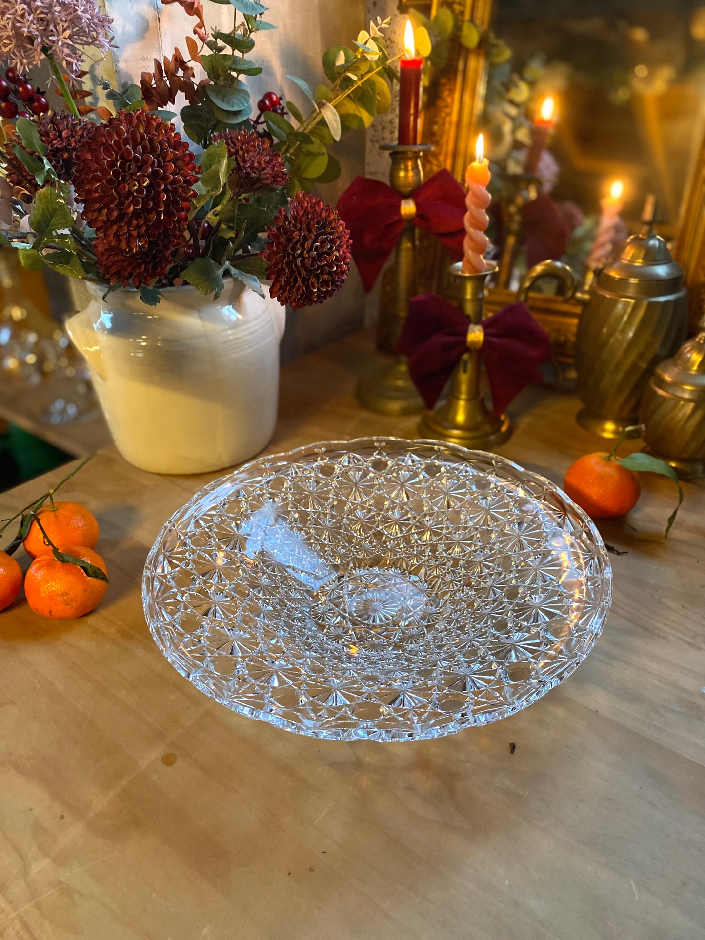 Coupe à fruit en verre taillé