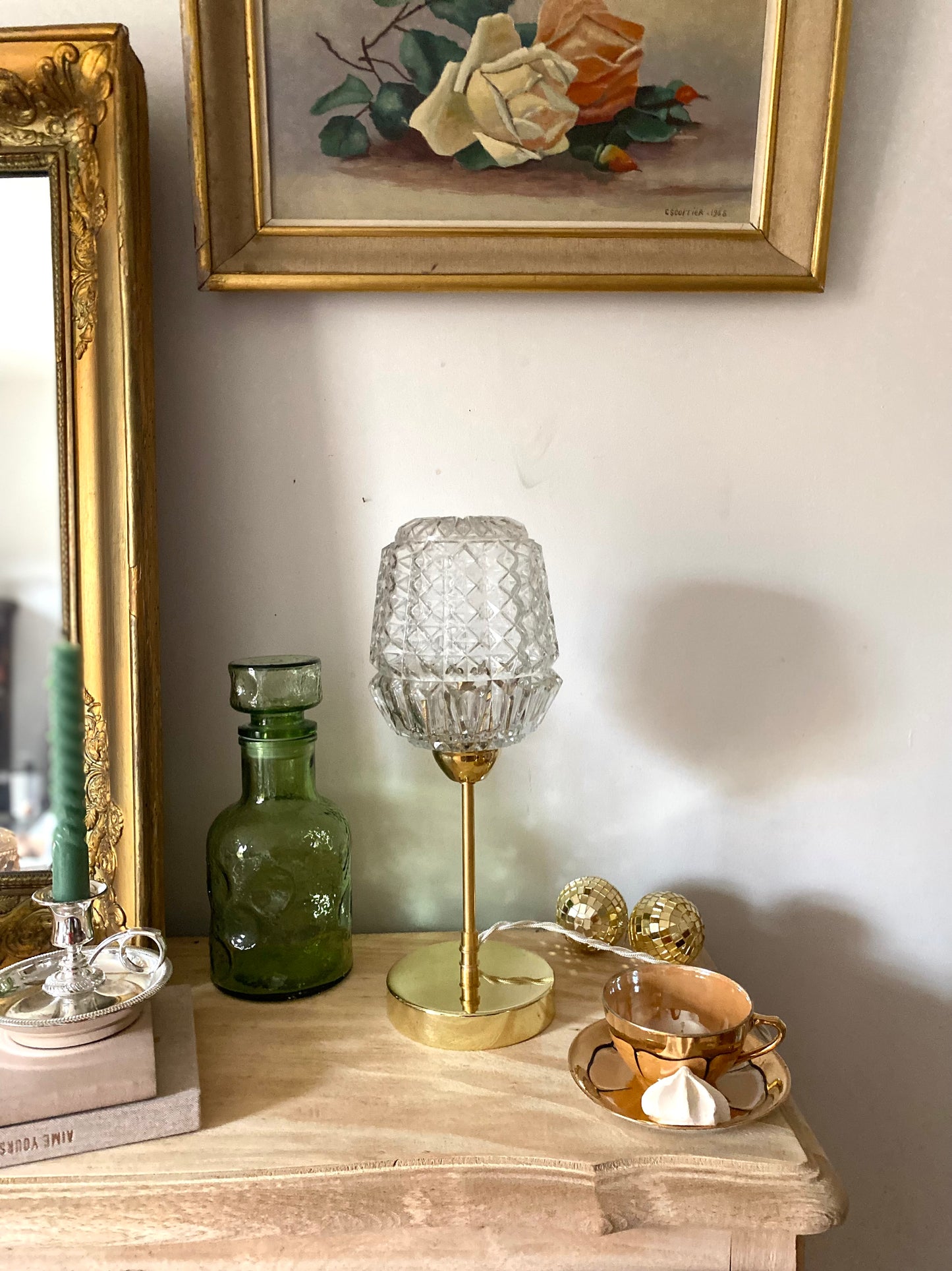 Lampe globe sur pied vintage