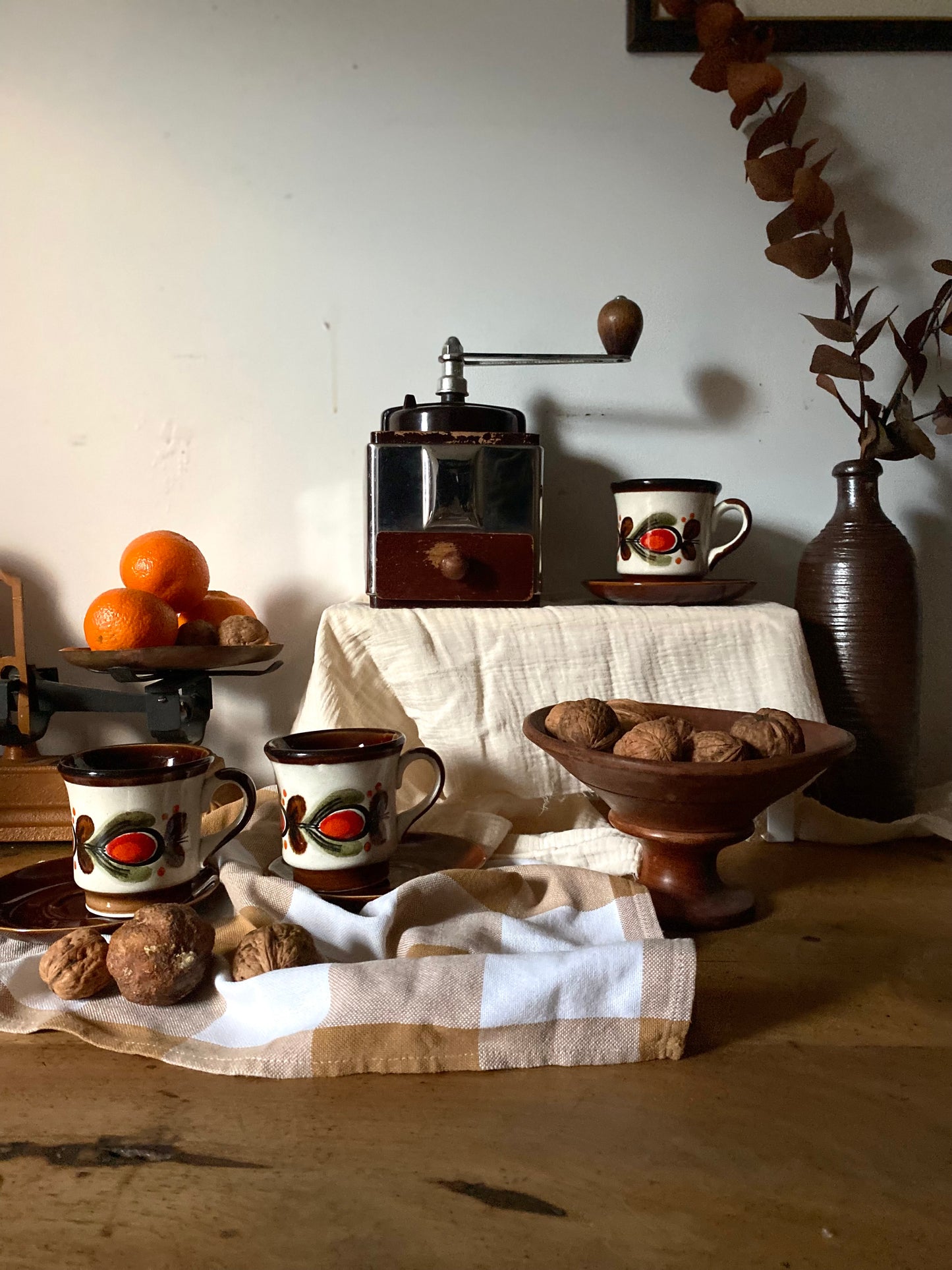 3 tasses à café en faïence ancienne SMF Schramberg 1960