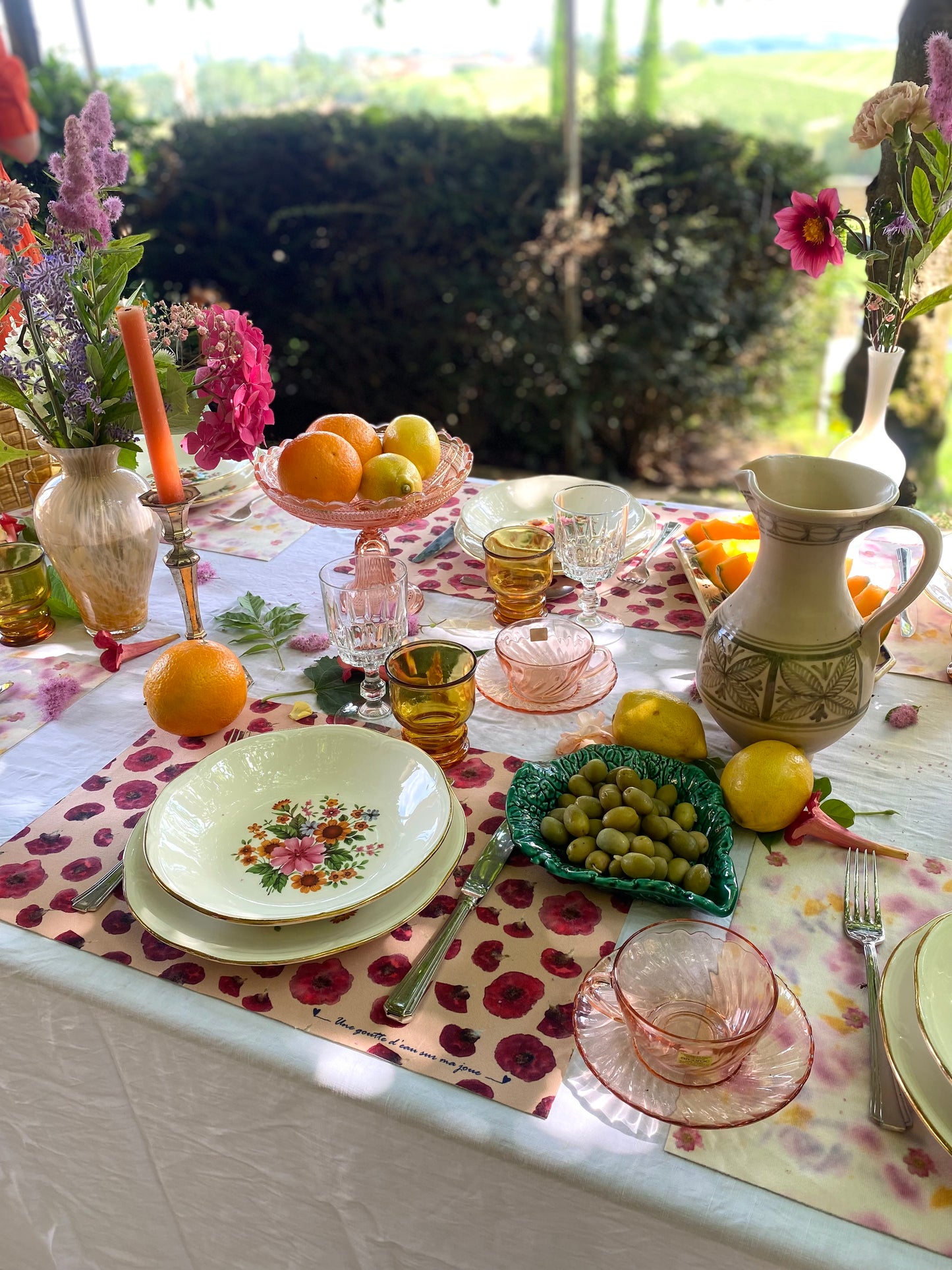 Coupe à fruit en rosaline ancienne