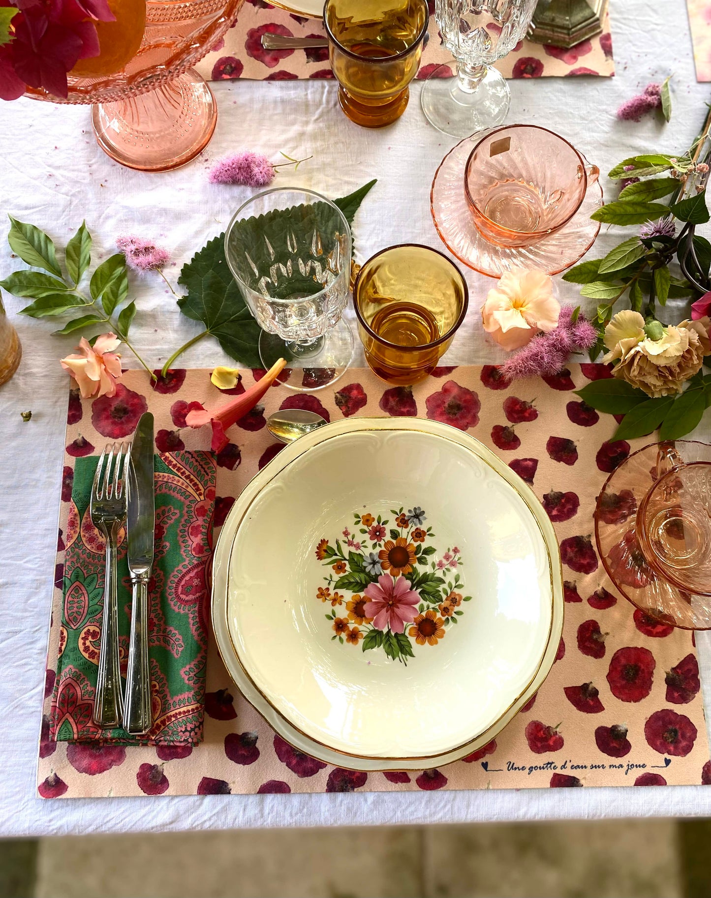 Ensemble de 12 serviettes de table vintage en coton français