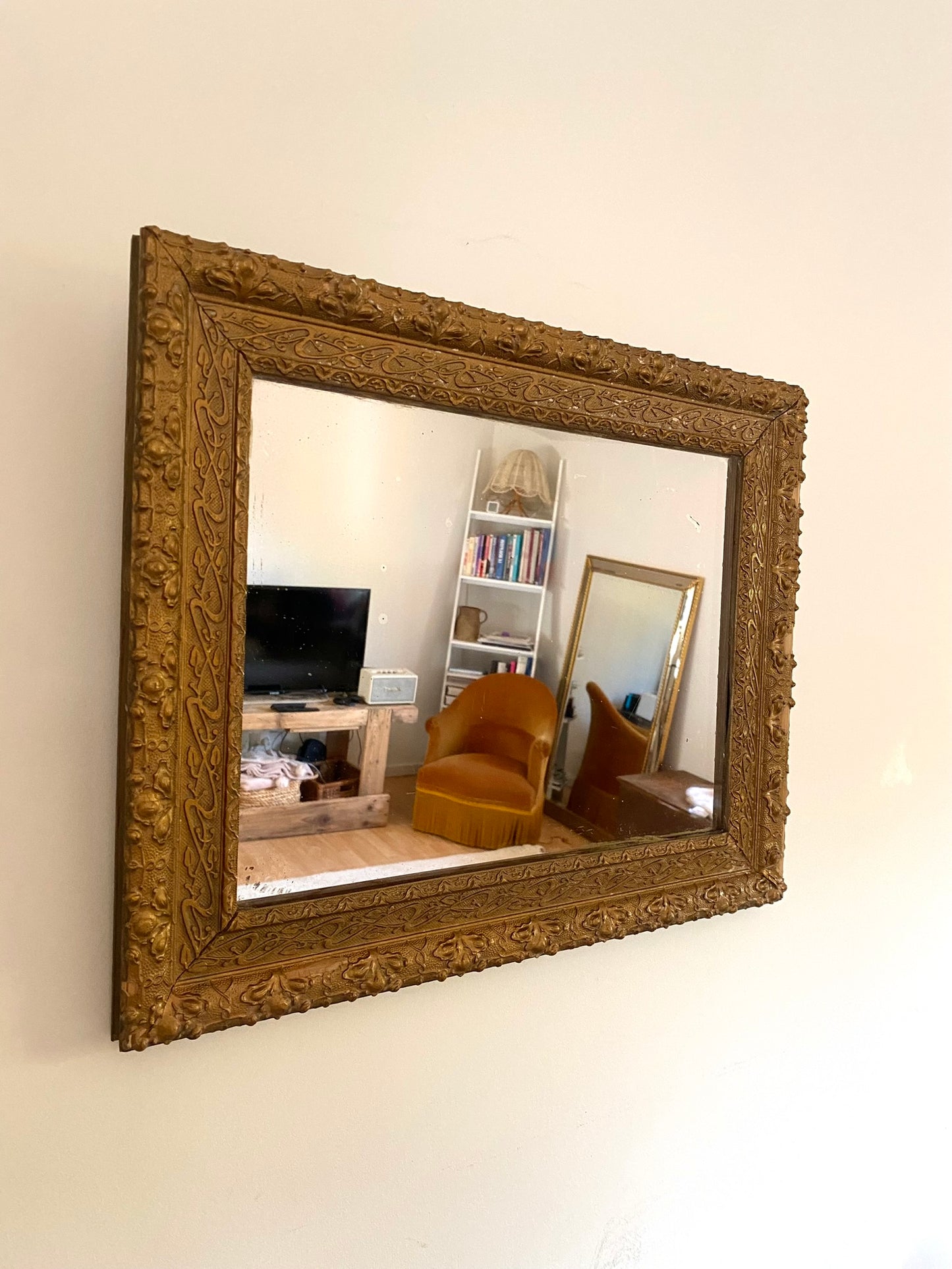 Miroir ancien rectangle doré