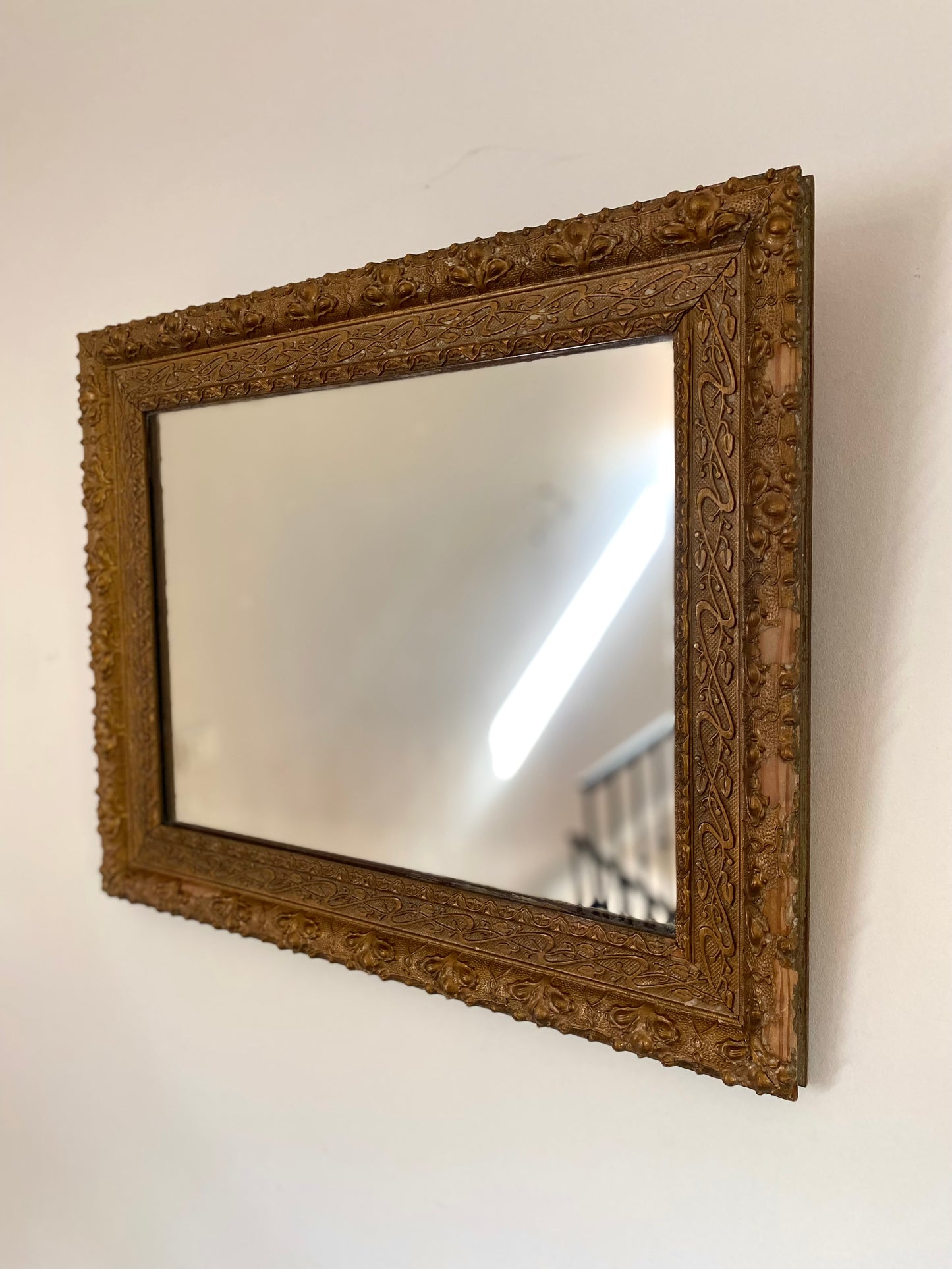 Miroir ancien rectangle doré
