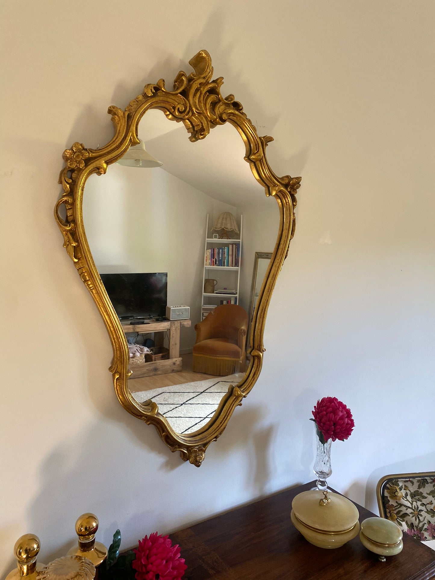 Miroir ancien baroque à coquille