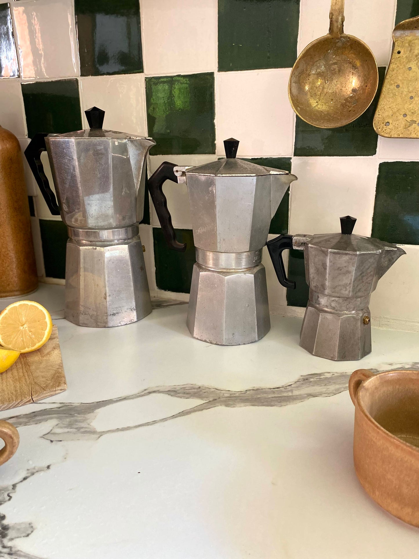 Trio de cafetière italienne vintage