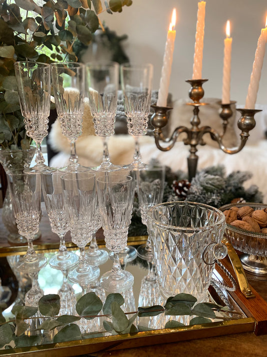 Seau à glace en verre taillé