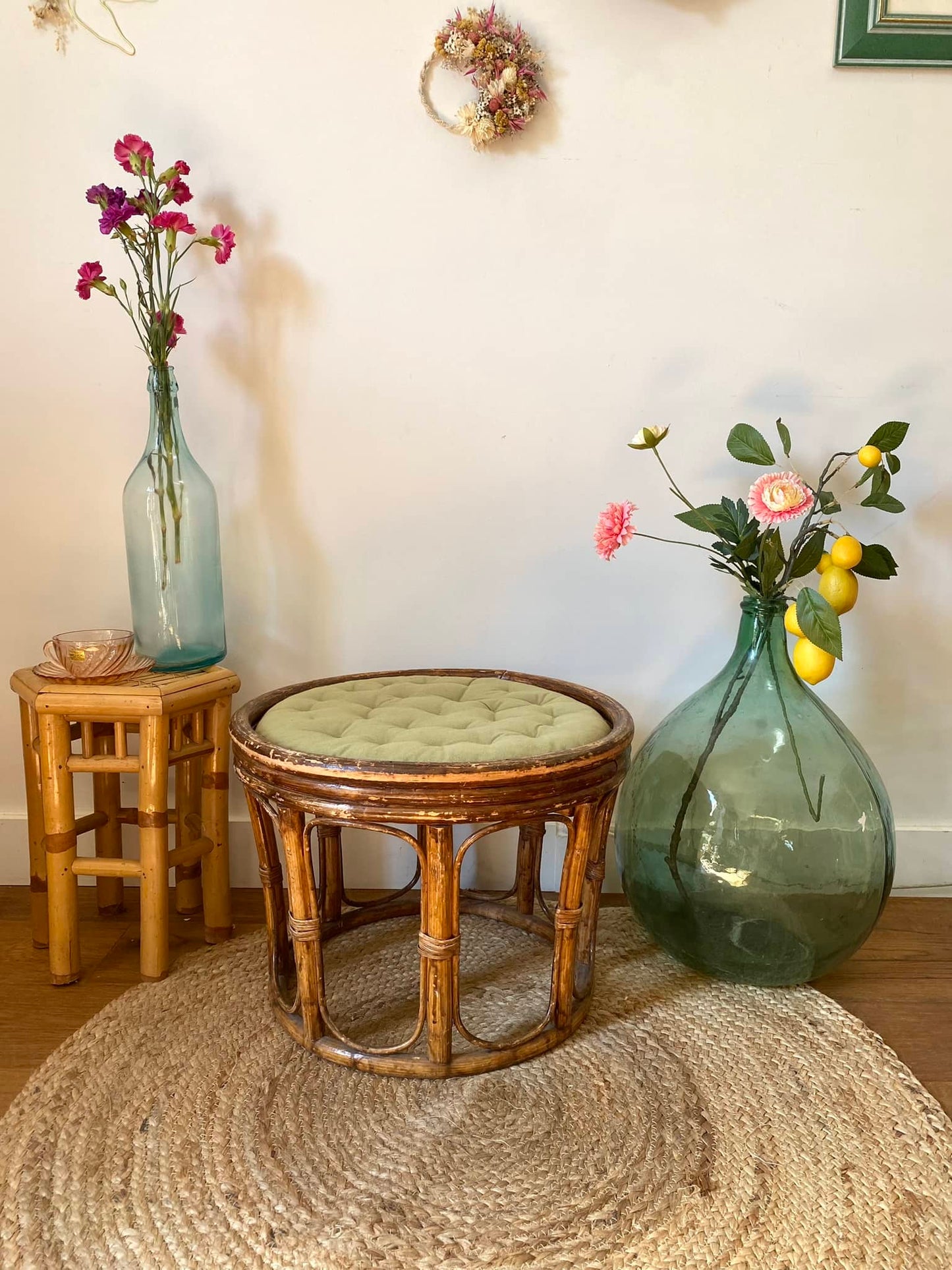 Tabouret vintage en bambou