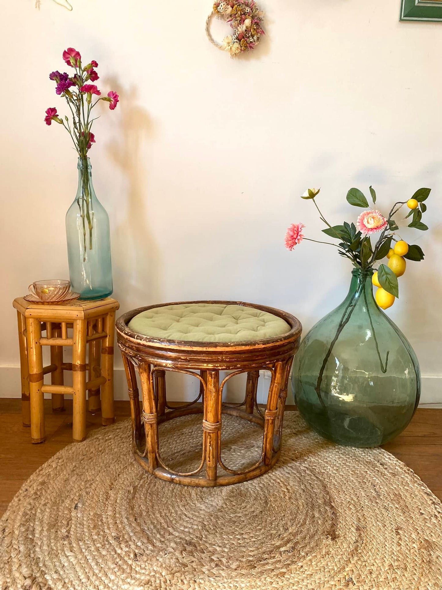 Tabouret vintage en bambou