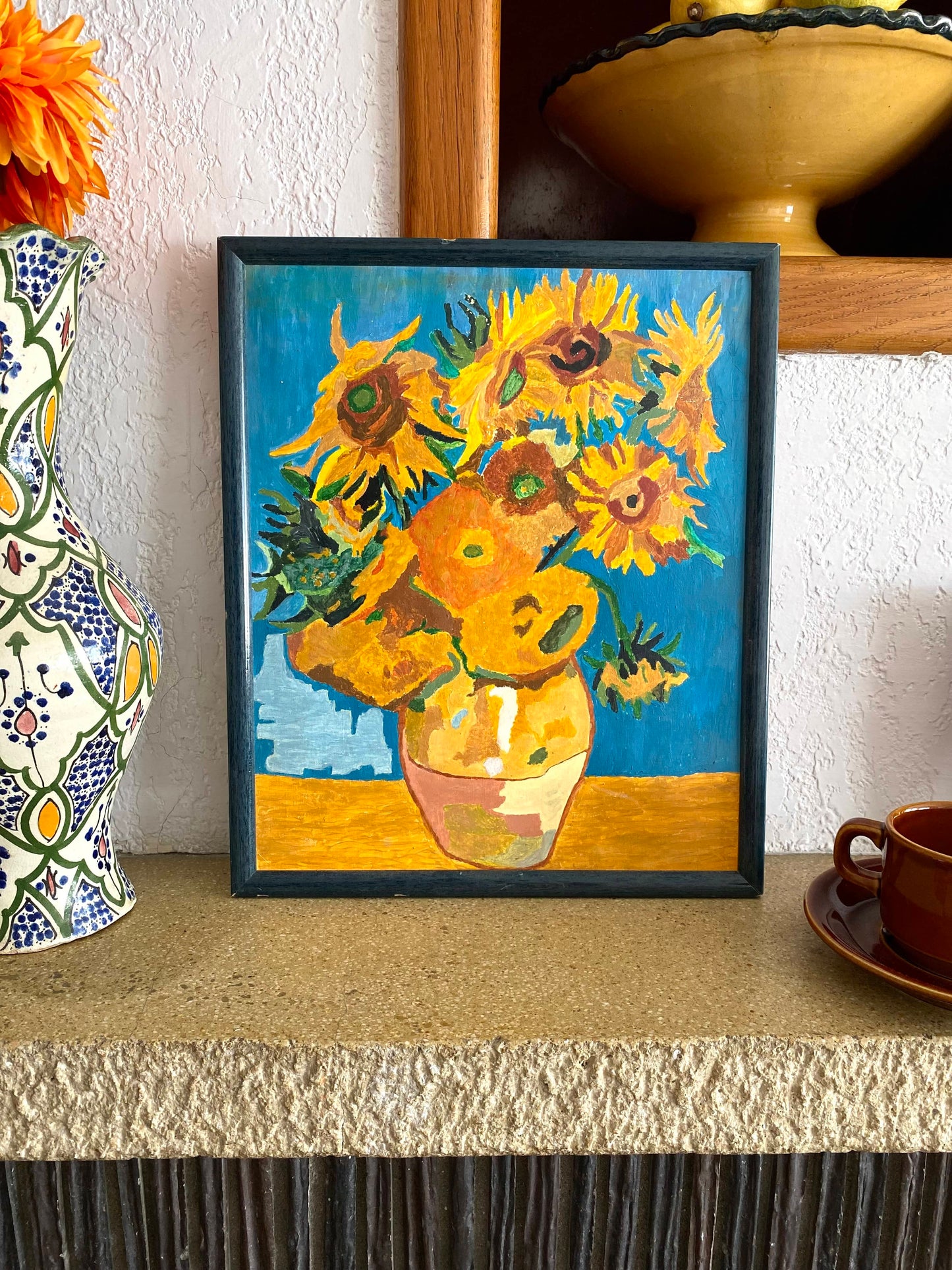 Tableau bouquet de tournesol vintage