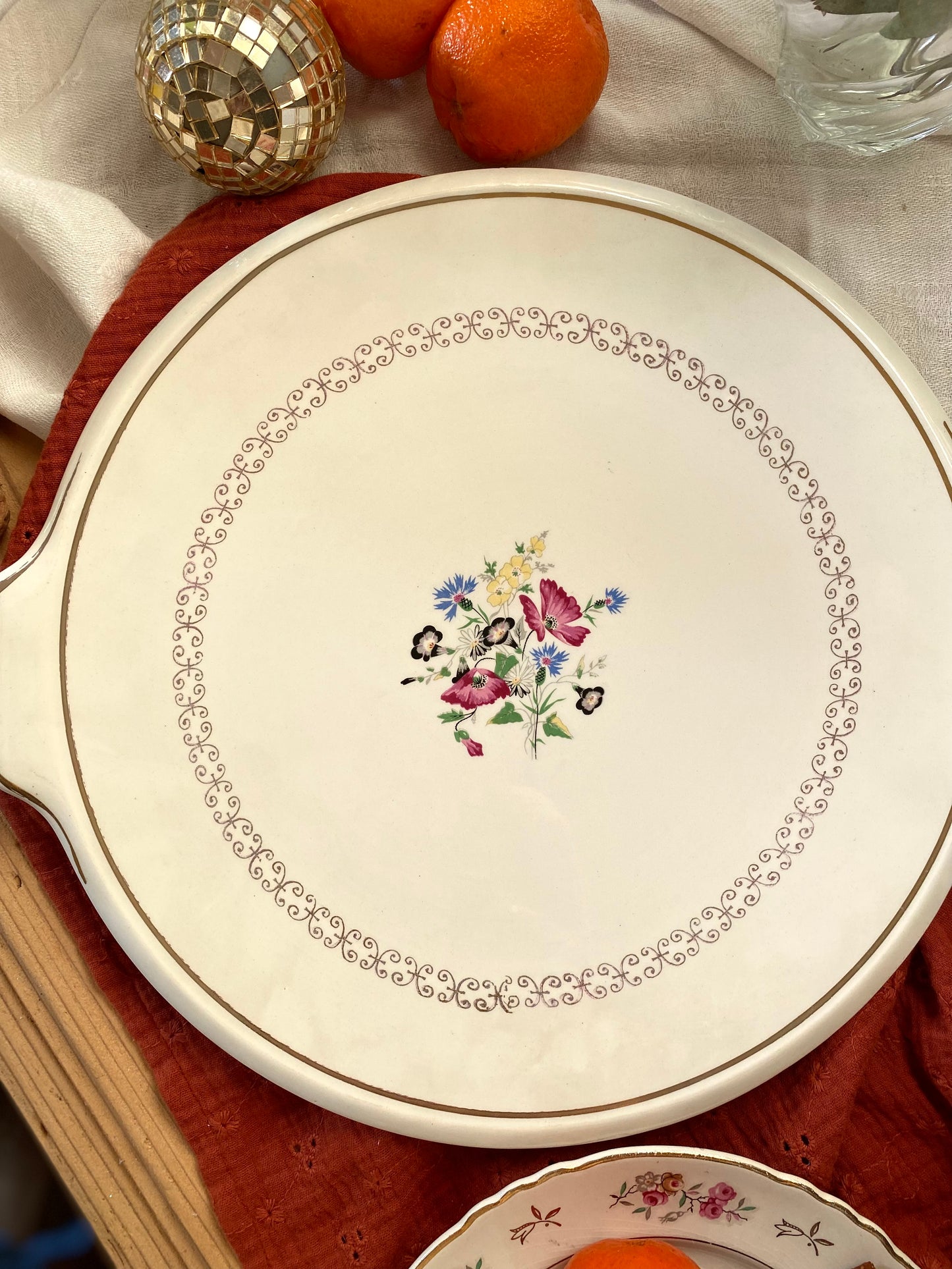 Plat de service en faïence ancienne Digoin Sarreguemines