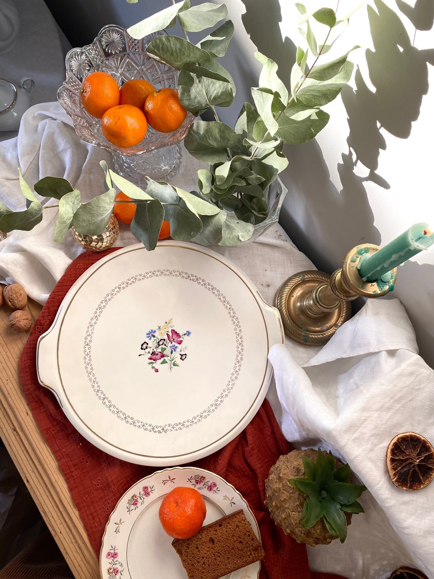 Plat de service en faïence ancienne Digoin Sarreguemines