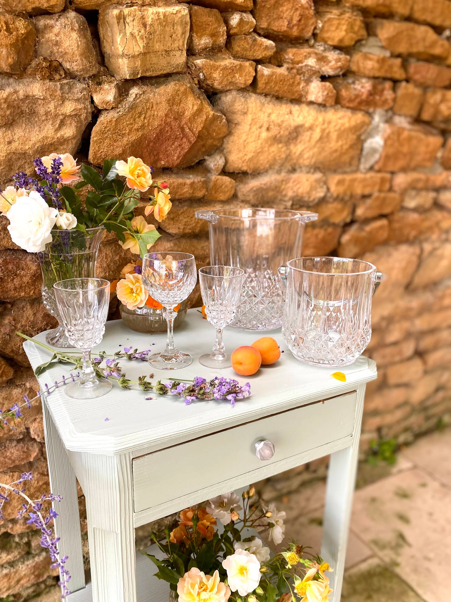 Ensemble de seaux à champagne et à glace en cristal ancien