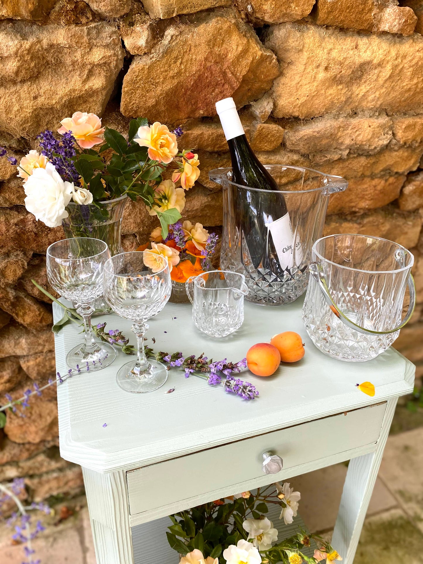 Ensemble de seaux à champagne et à glace en cristal ancien